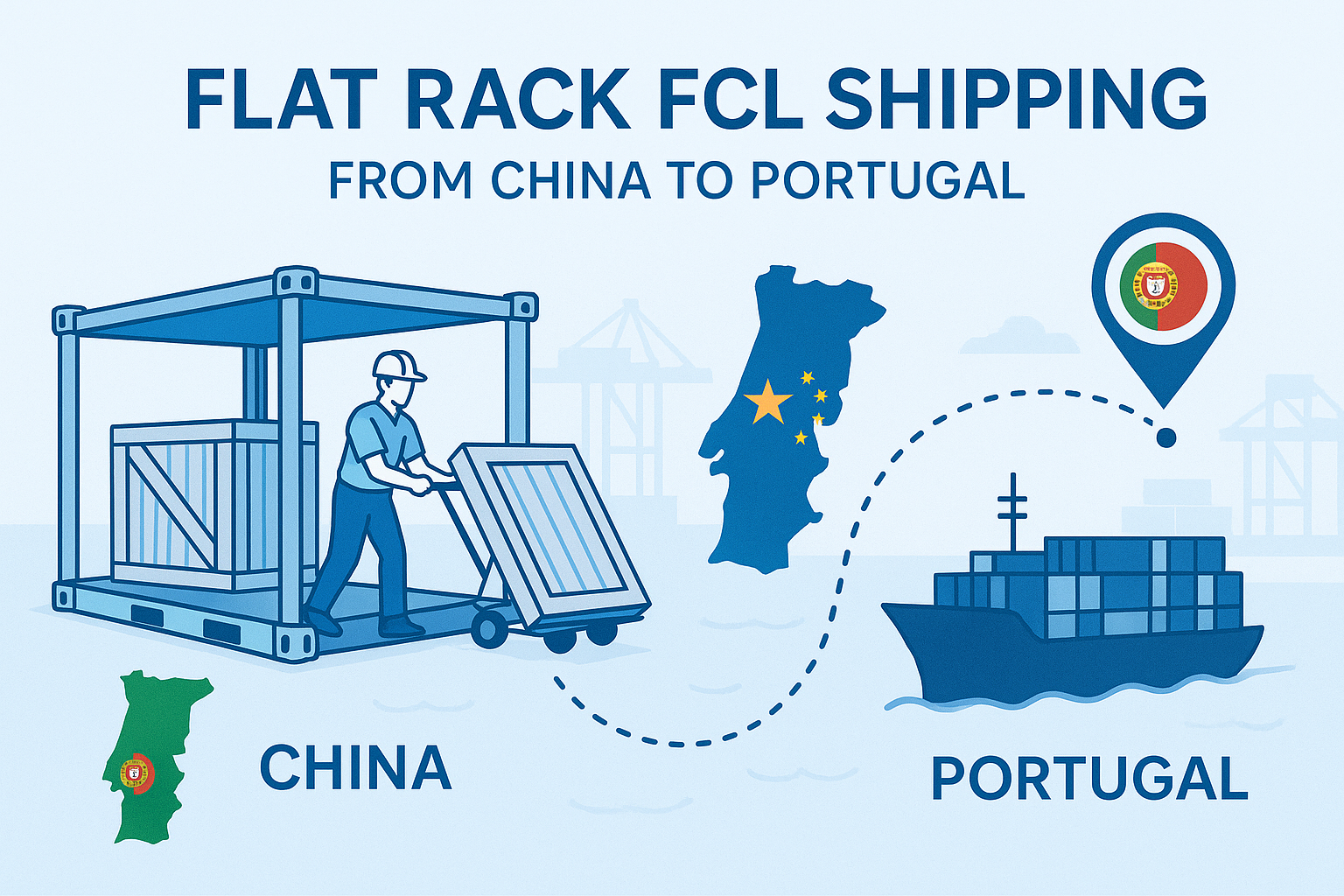 Flat Rack FCL shipping from China to Portugal