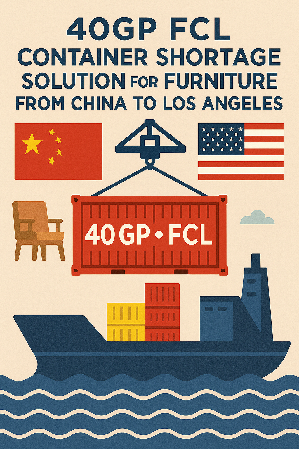 40GP FCL Container Shortage Solution for Furniture Shipping