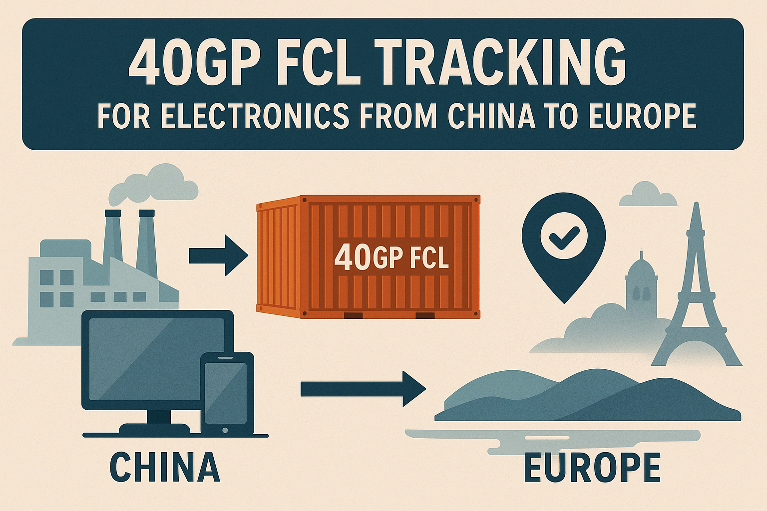 40GP FCL tracking for electronics from China to Europe