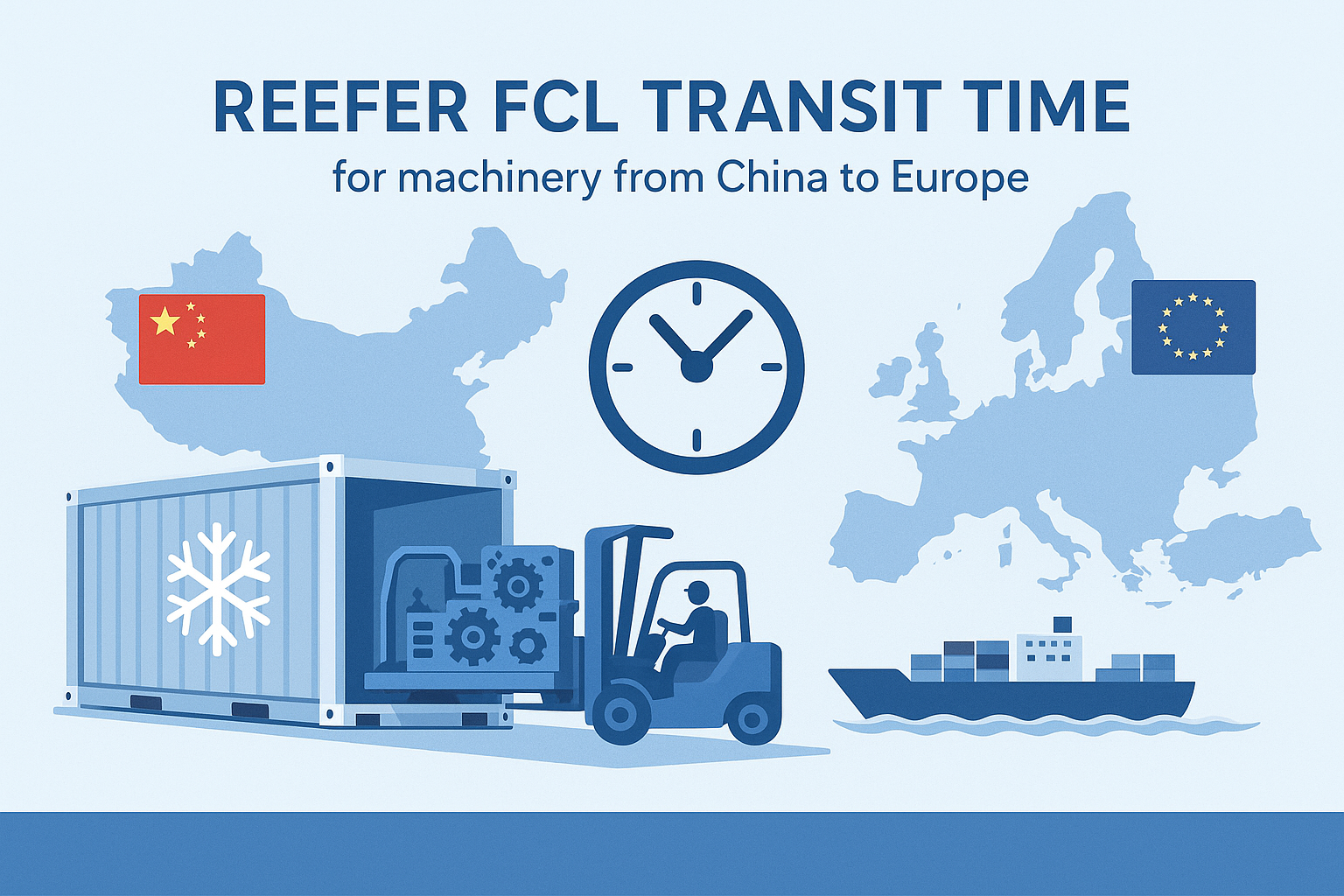 Reefer FCL transit time for machinery from China to Europe