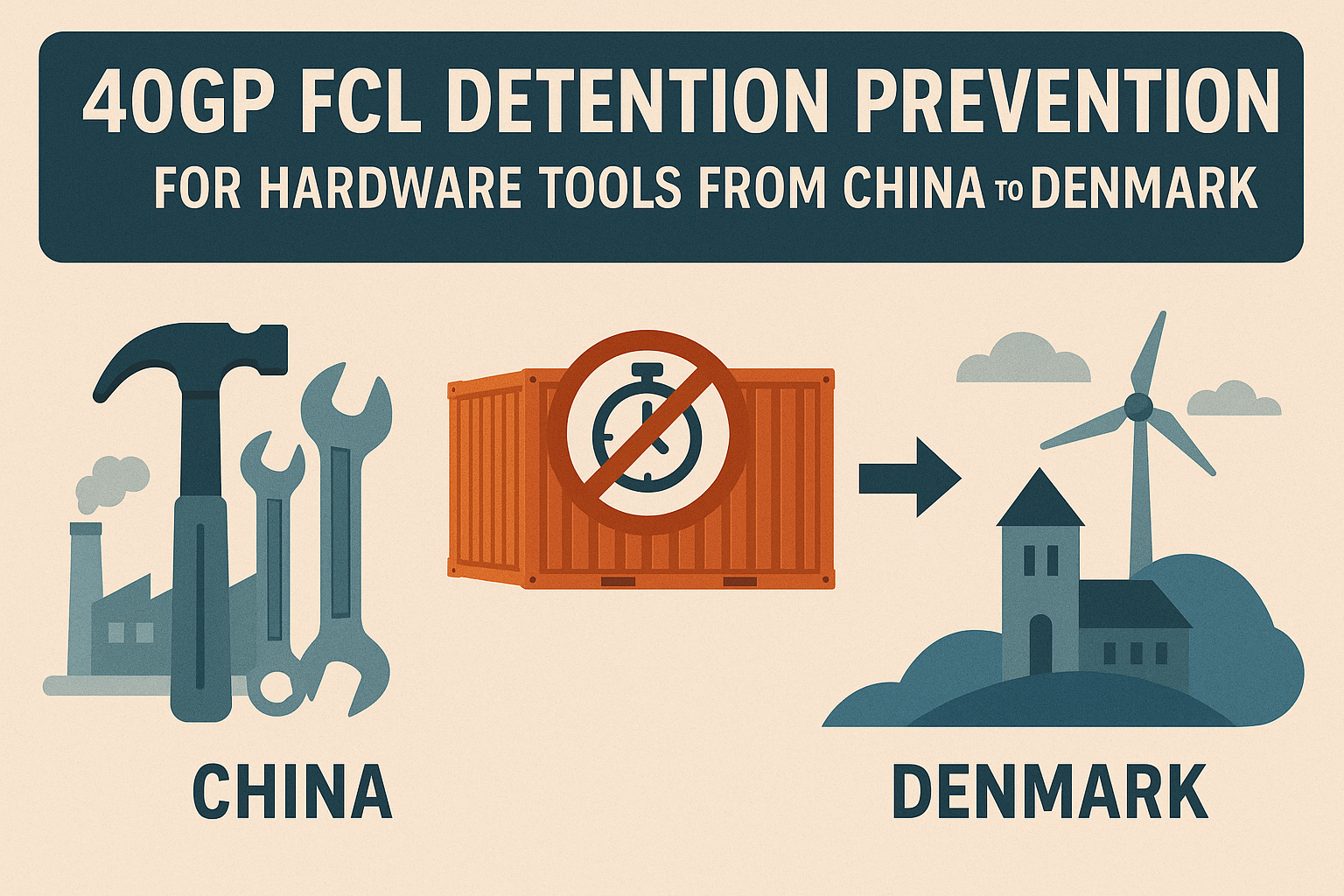 40GP FCL detention prevention for hardware tools from China to Denmark