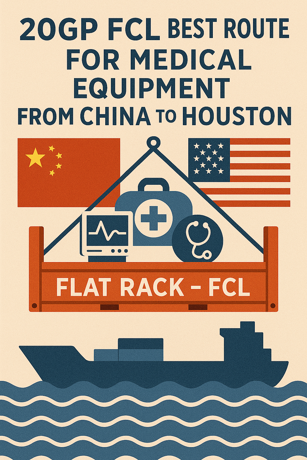 20GP FCL best route for medical equipment from China to Houston