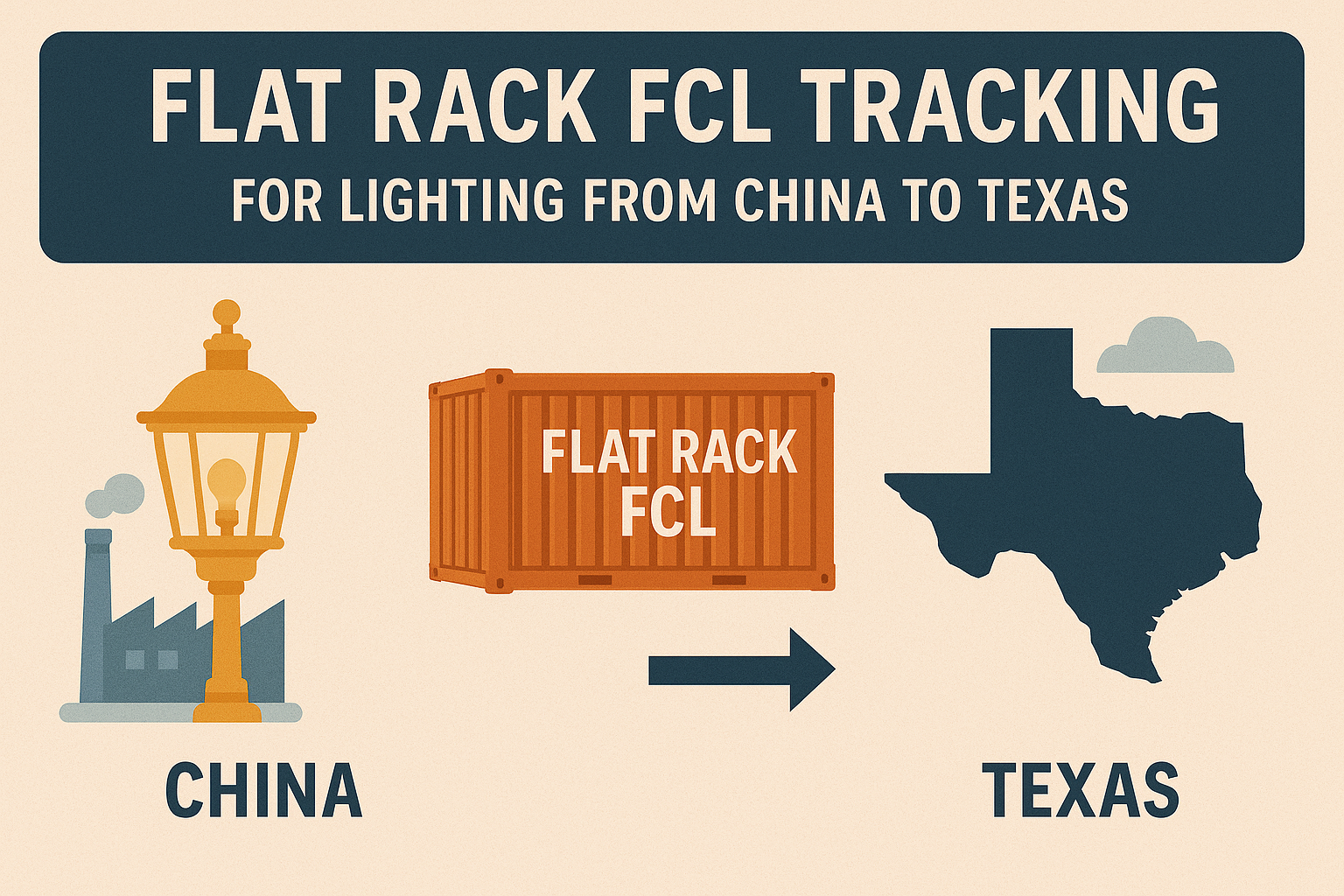 Flat Rack FCL tracking for lighting from China to Texas