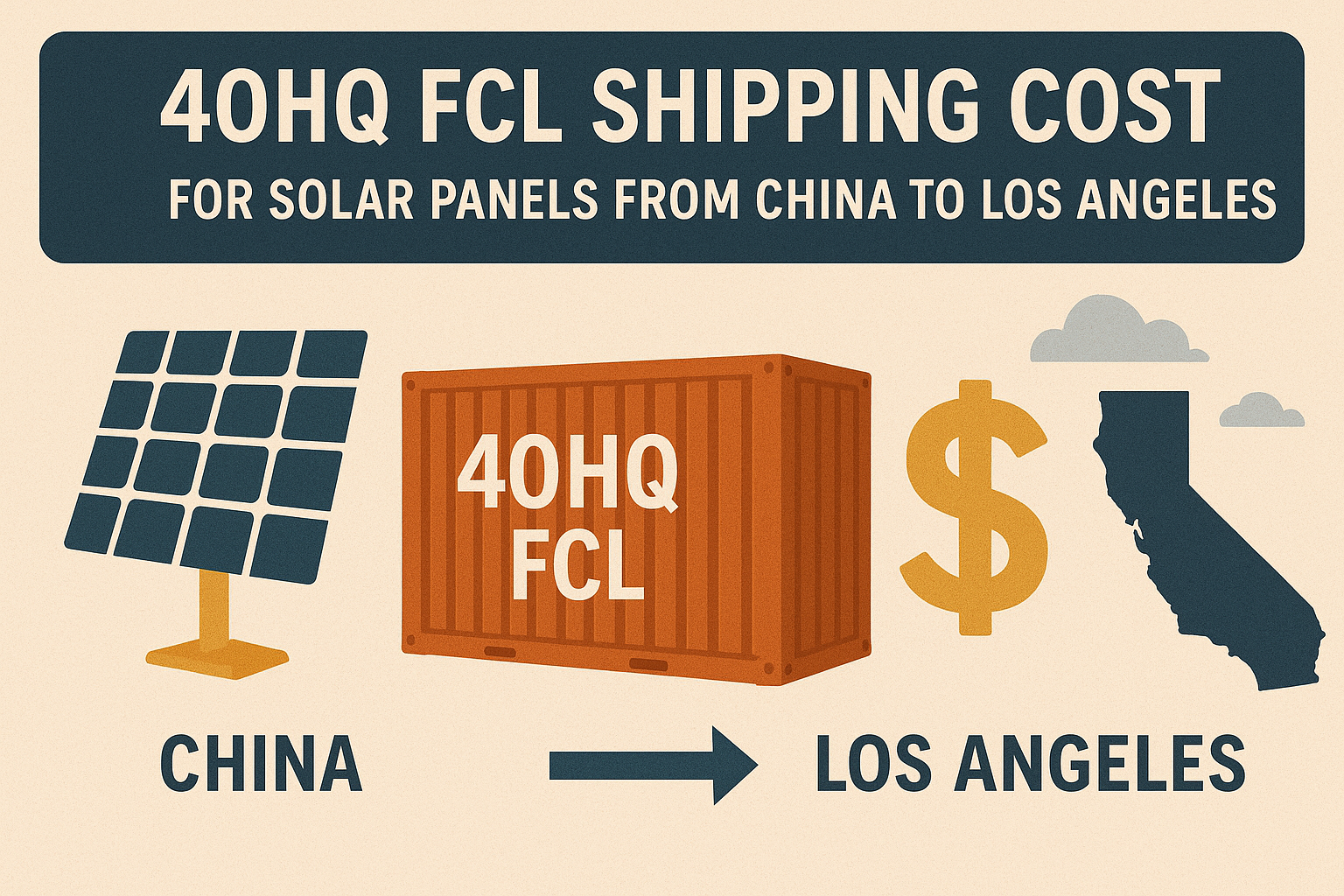 40HQ FCL shipping cost for solar panels from China to Los Angeles