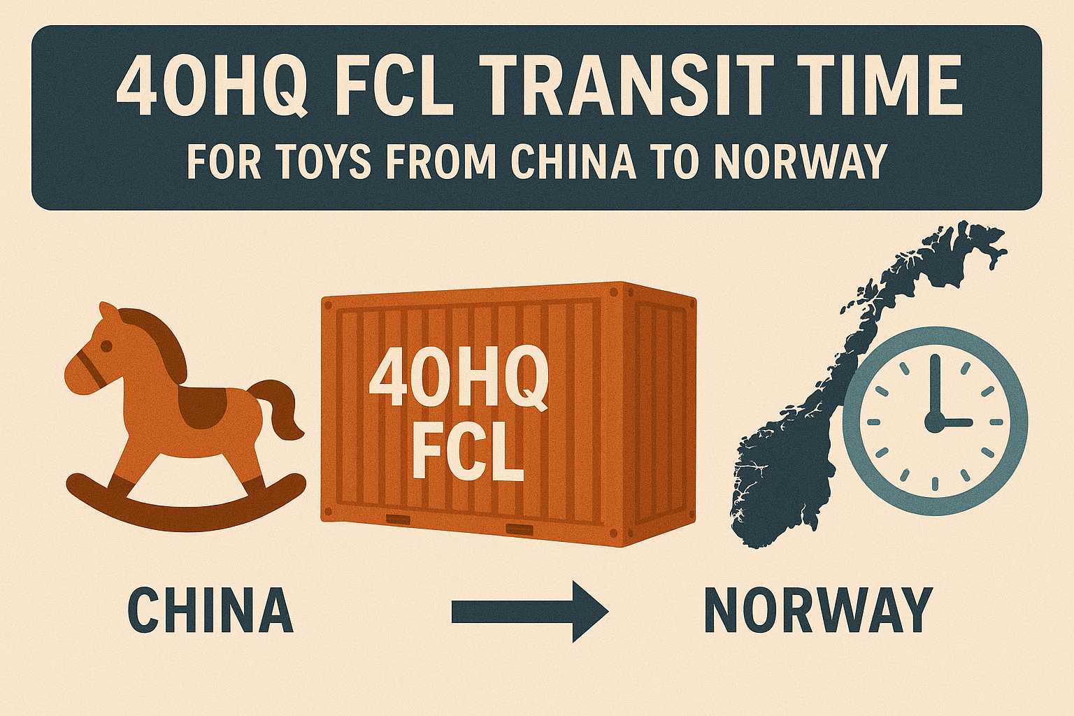 40HQ FCL transit time for toys from China to Norway
