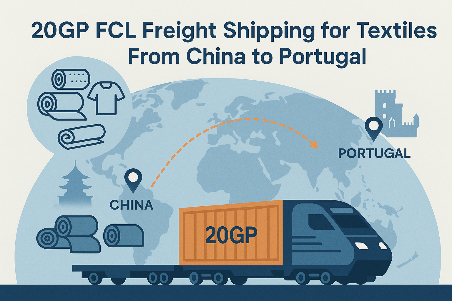 20GP FCL freight rate for textiles from China to Portugal Guide