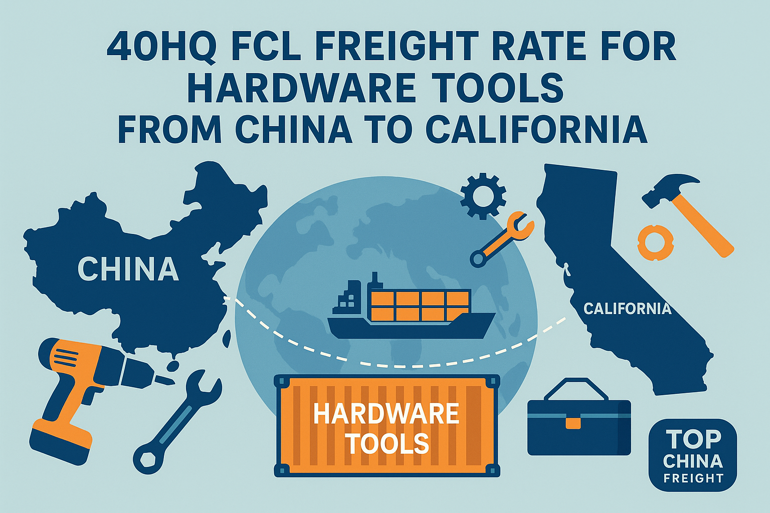 40HQ FCL Freight Rate for Hardware Tools from China to California