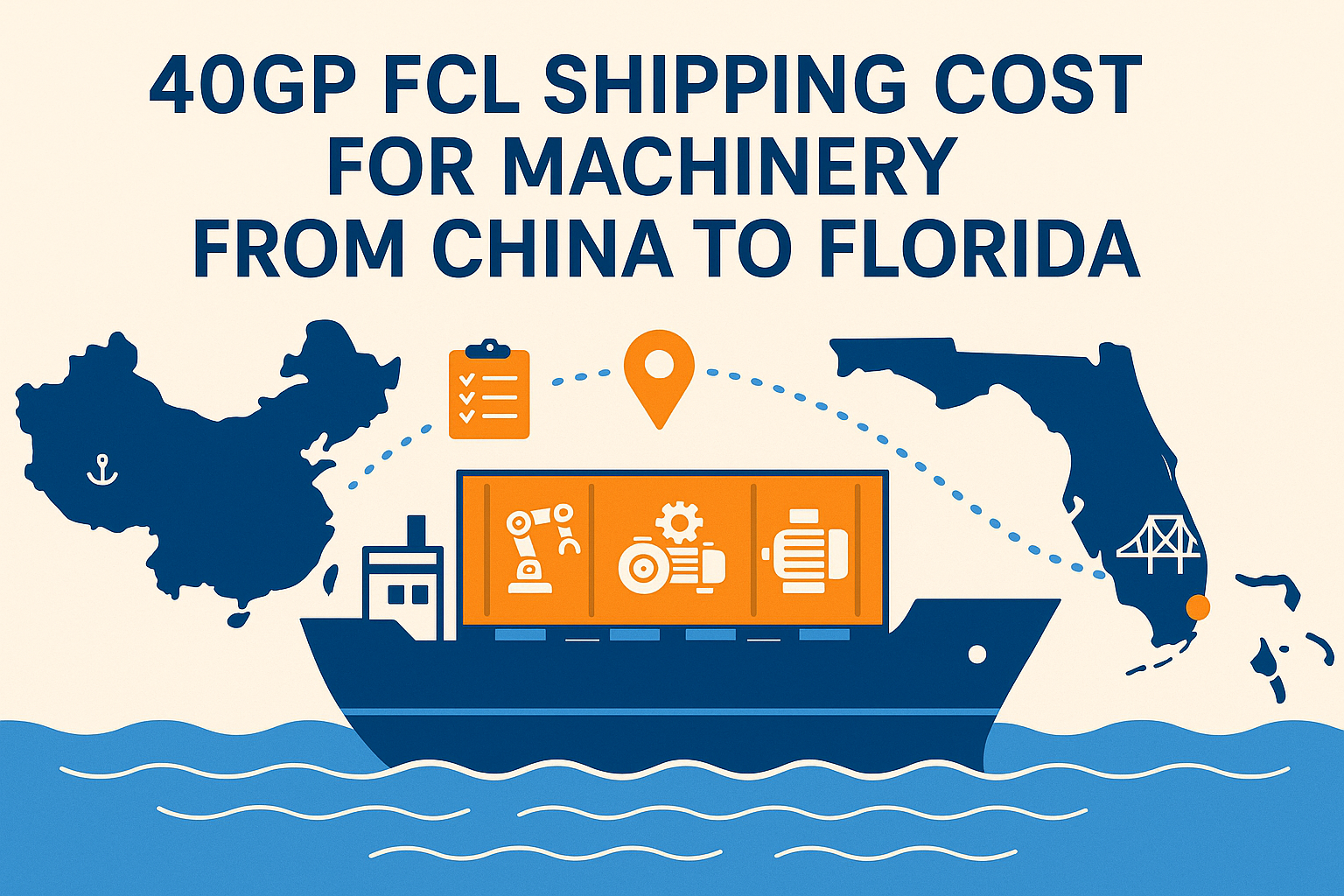 40GP FCL Shipping Cost for Machinery From China to Florida