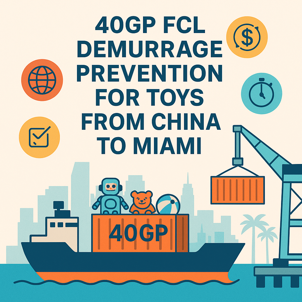 40GP FCL demurrage prevention for toys from China to Miami