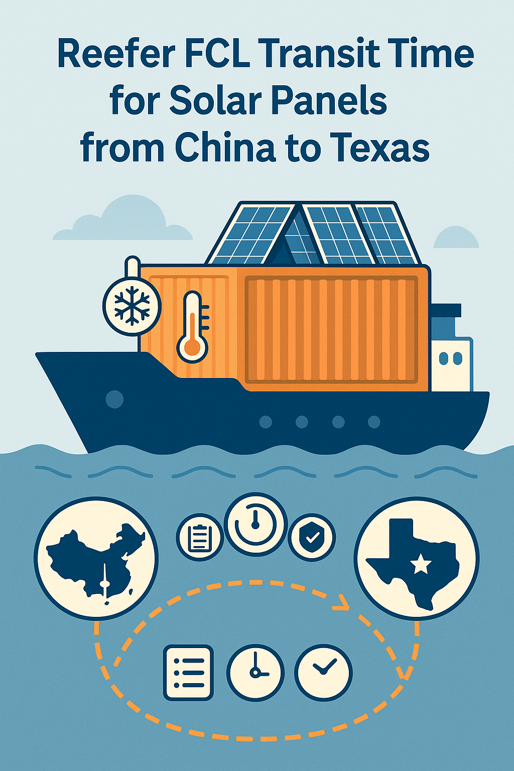 Reefer FCL transit time for solar panels from China to Texas