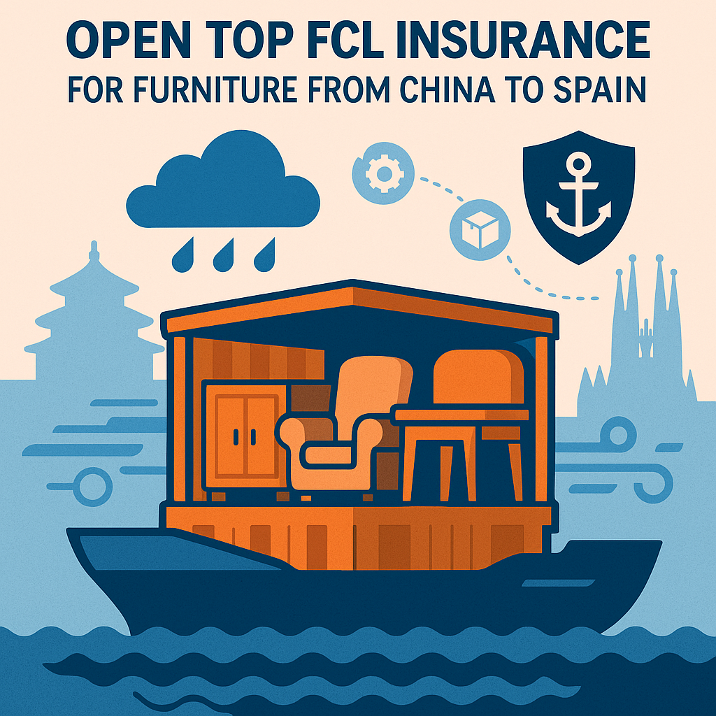 Open Top FCL insurance for furniture from China to Spain