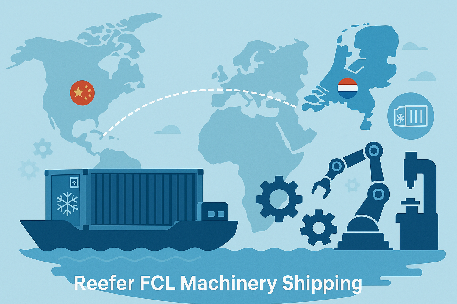 Reefer FCL transit time for machinery from China to Netherlands