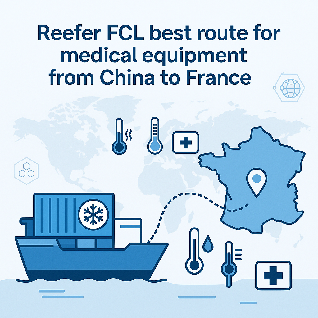 Reefer FCL best route for medical equipment from China to France