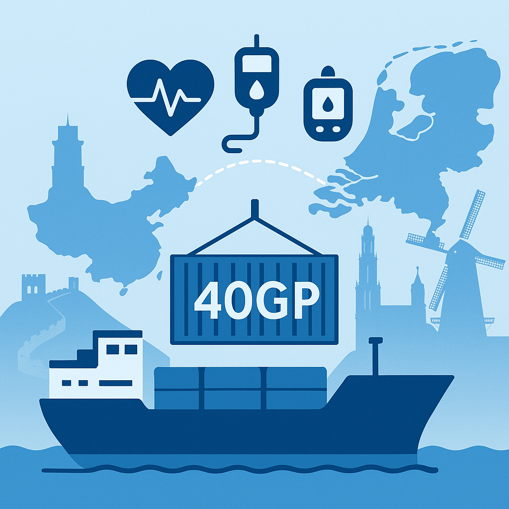 40GP FCL shipping cost for medical equipment from China to Netherlands