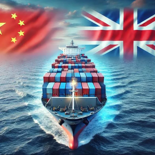 sea from china to UK