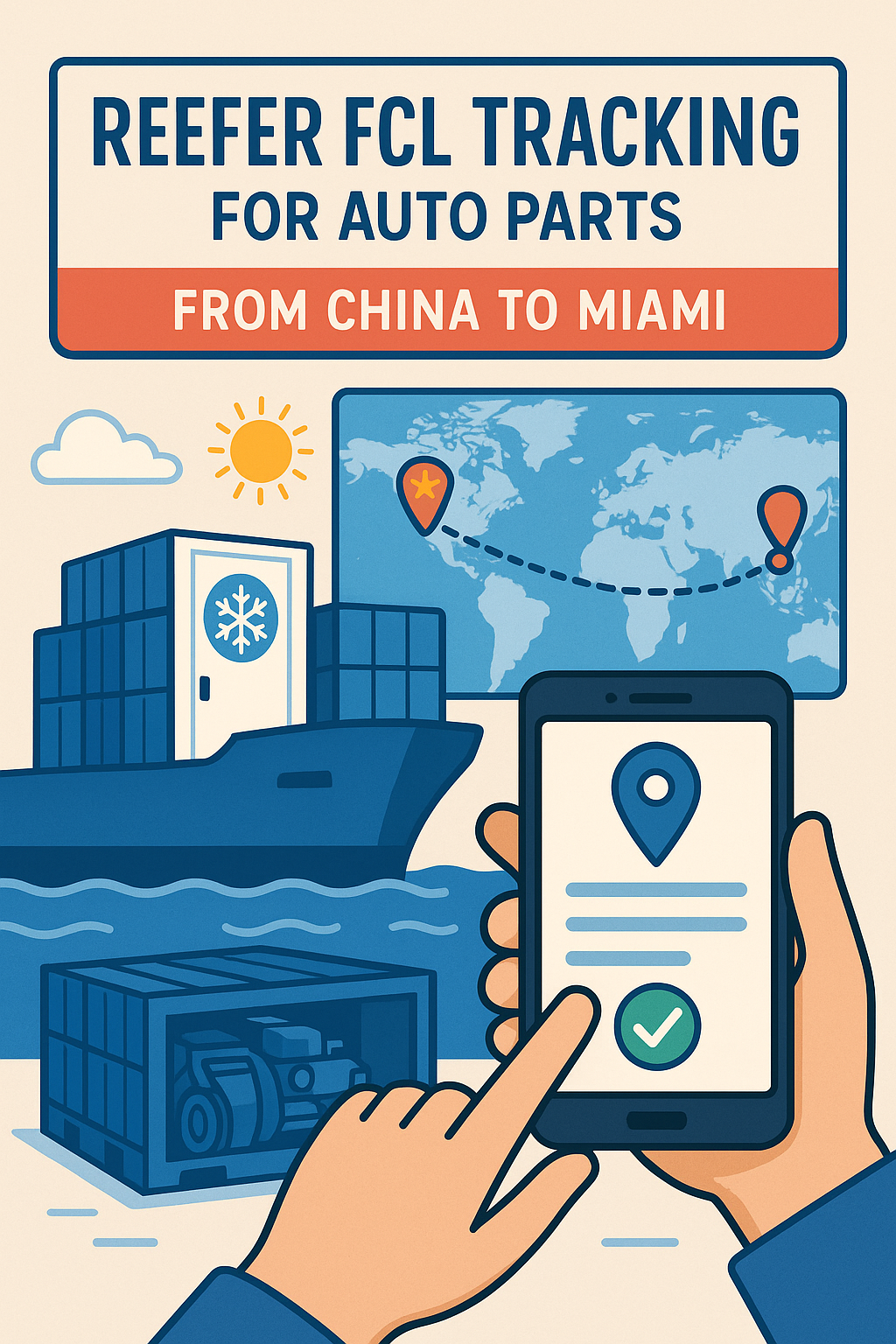 Reefer FCL tracking for auto parts from China to Miami