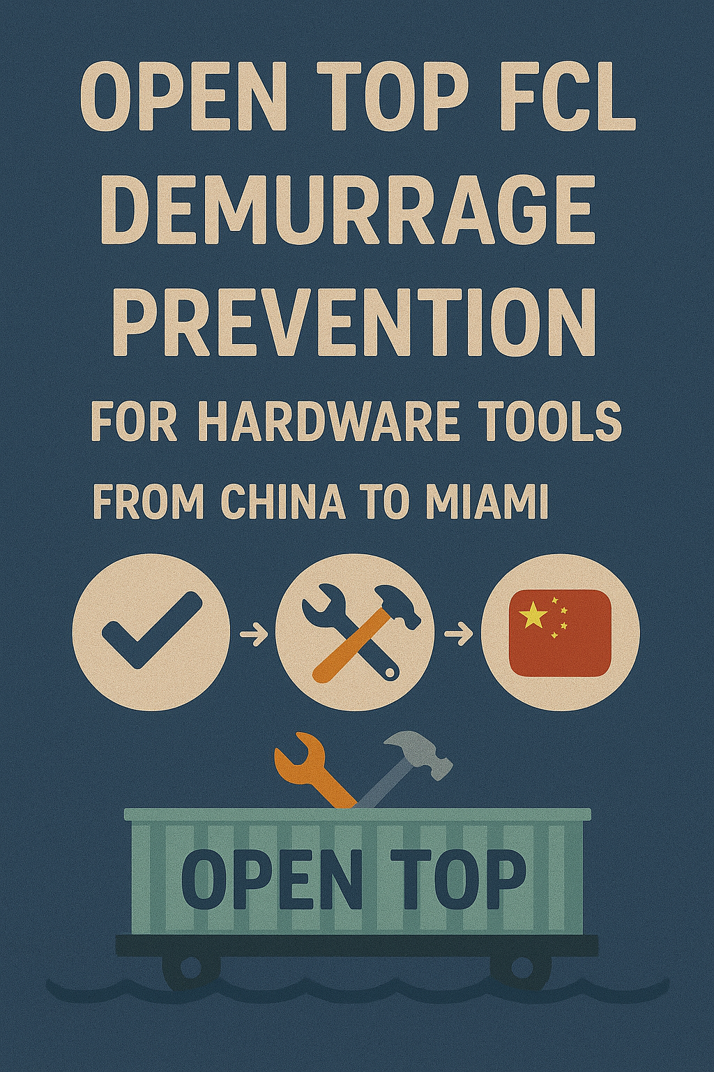 Open Top FCL demurrage prevention for hardware tools from China to Miami