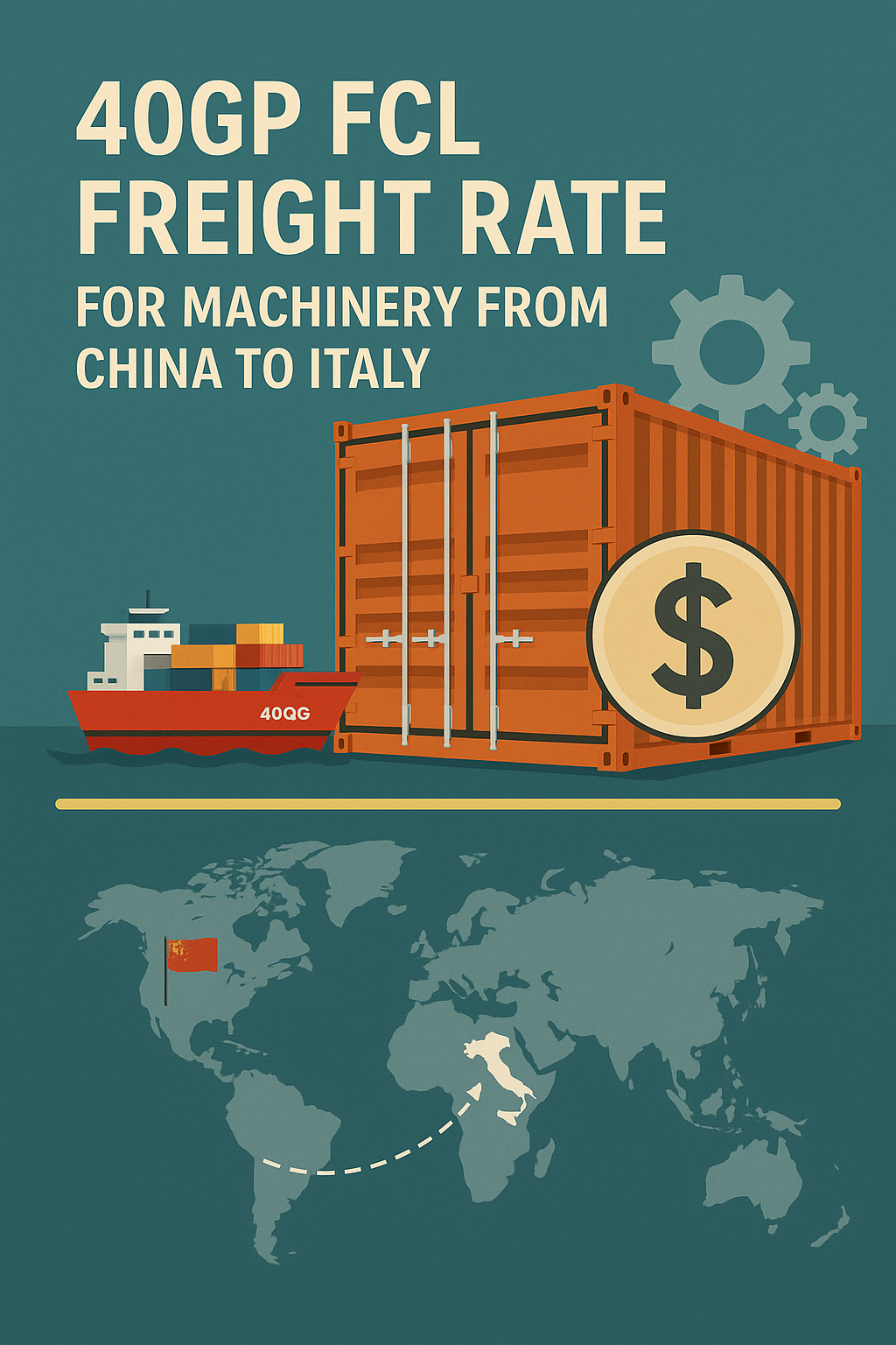 40GP FCL freight rate for machinery from China to Italy