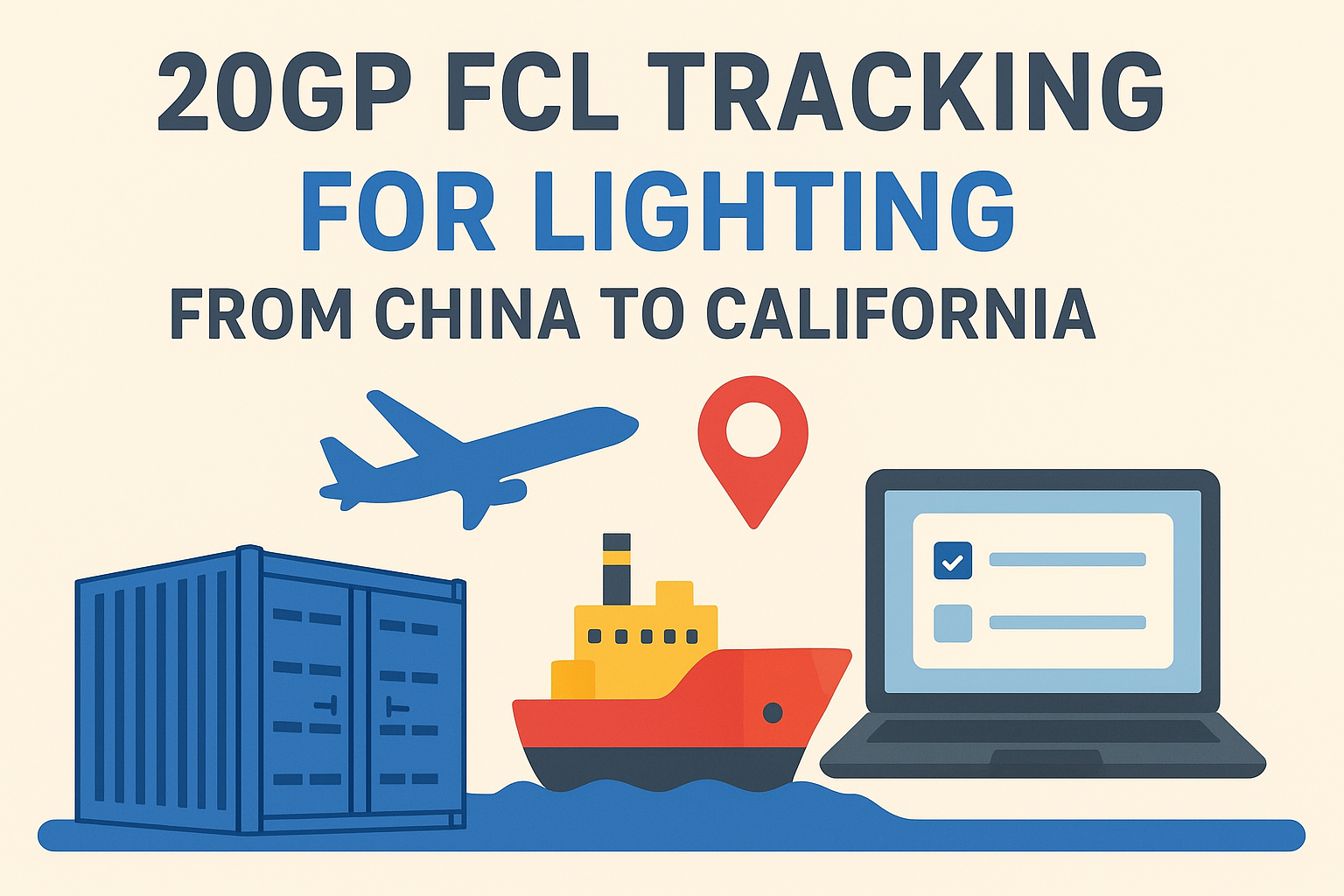 20GP FCL tracking for lighting from China to California