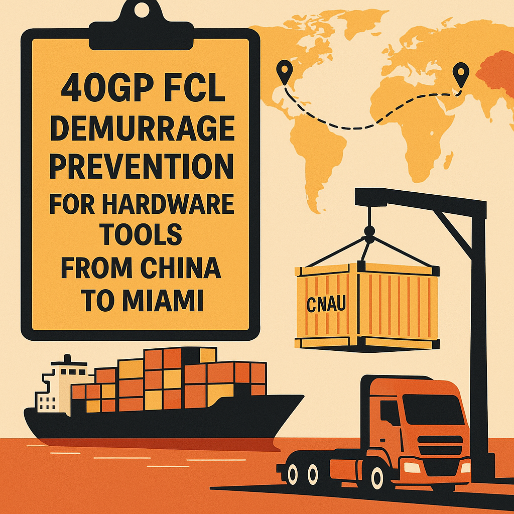 40GP FCL demurrage prevention for hardware tools from China to Miami