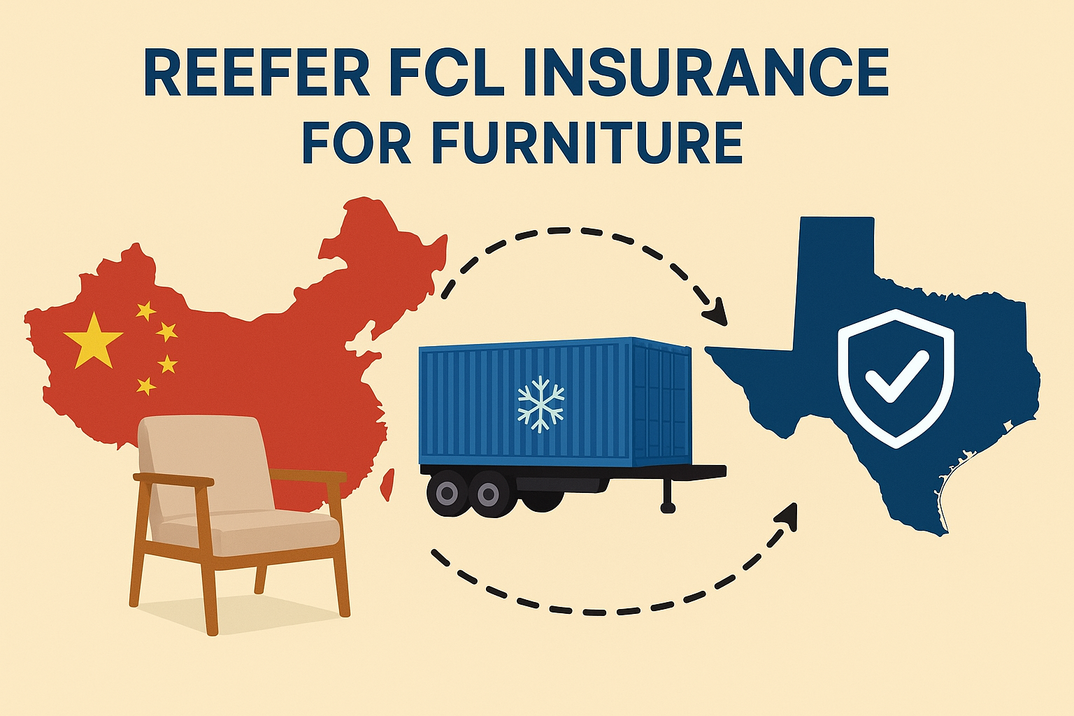 Reefer FCL insurance for furniture from China to Texas