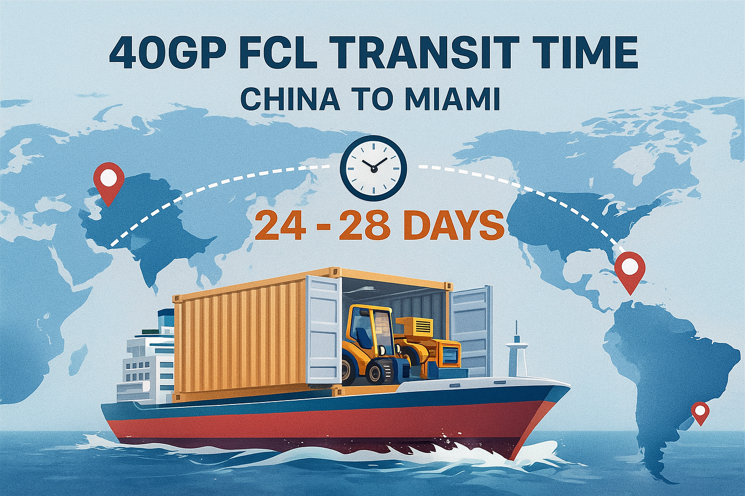 40GP FCL transit time for machinery from China to Miami