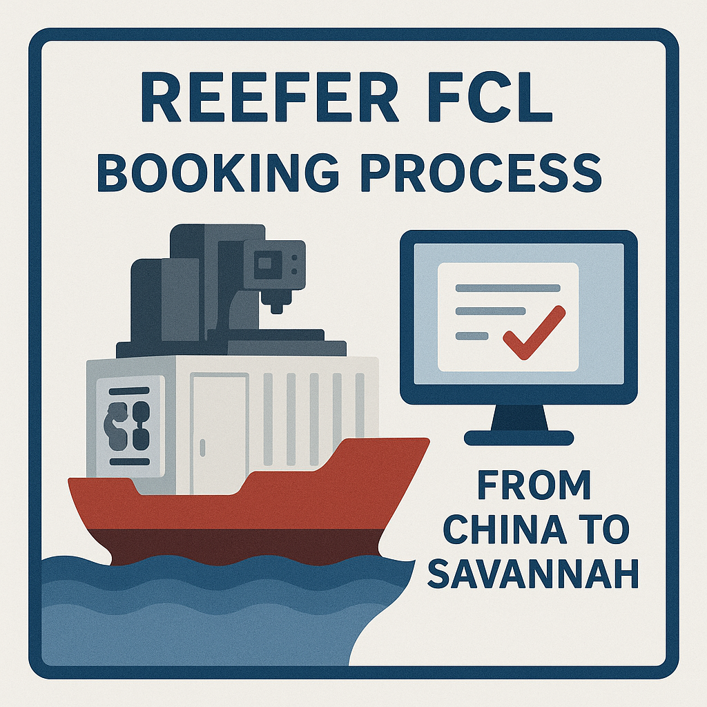 Reefer FCL booking process for machinery from China to Savannah