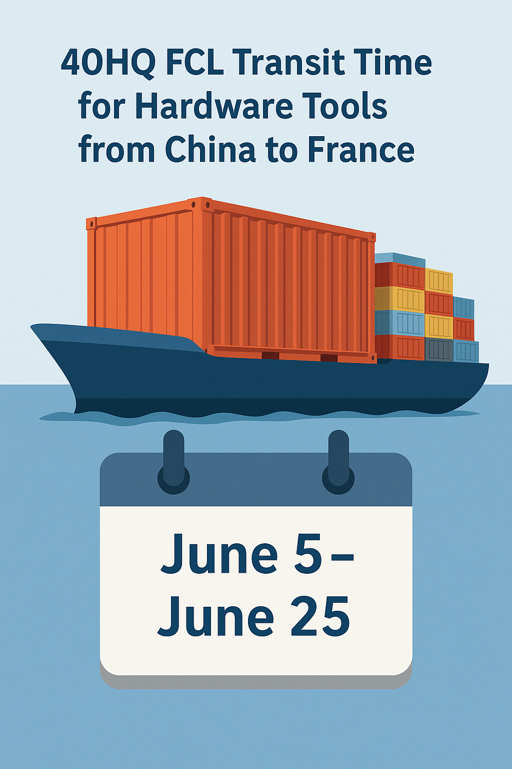 40HQ FCL transit time for hardware tools from China to France