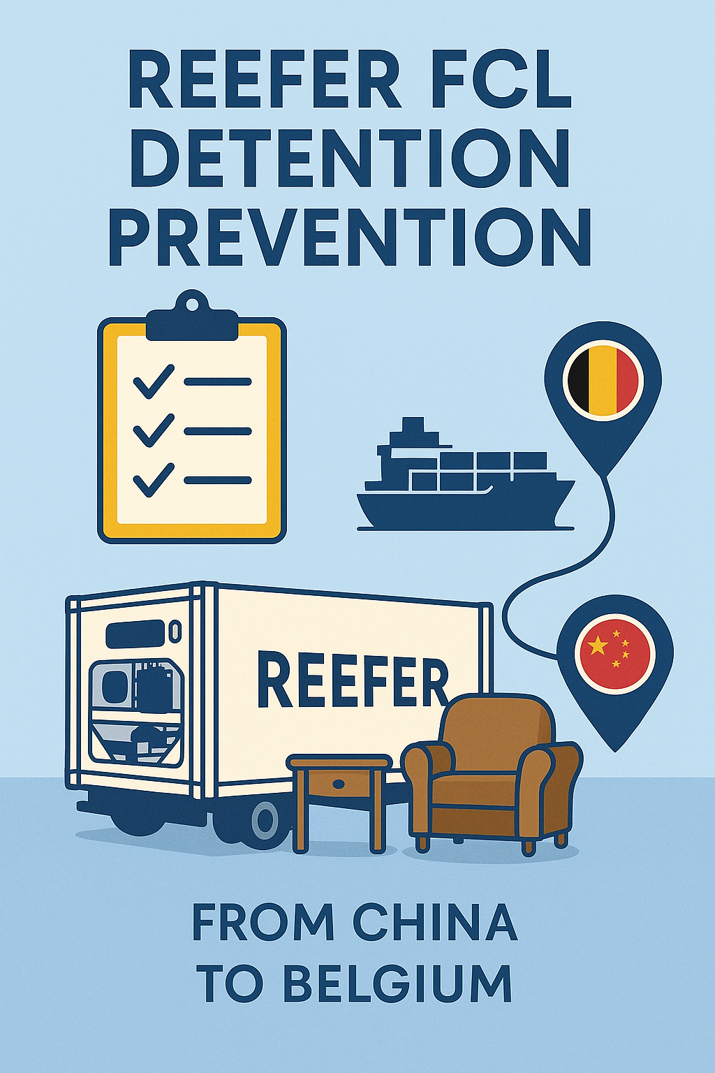 Reefer FCL detention prevention for furniture from China to Belgium
