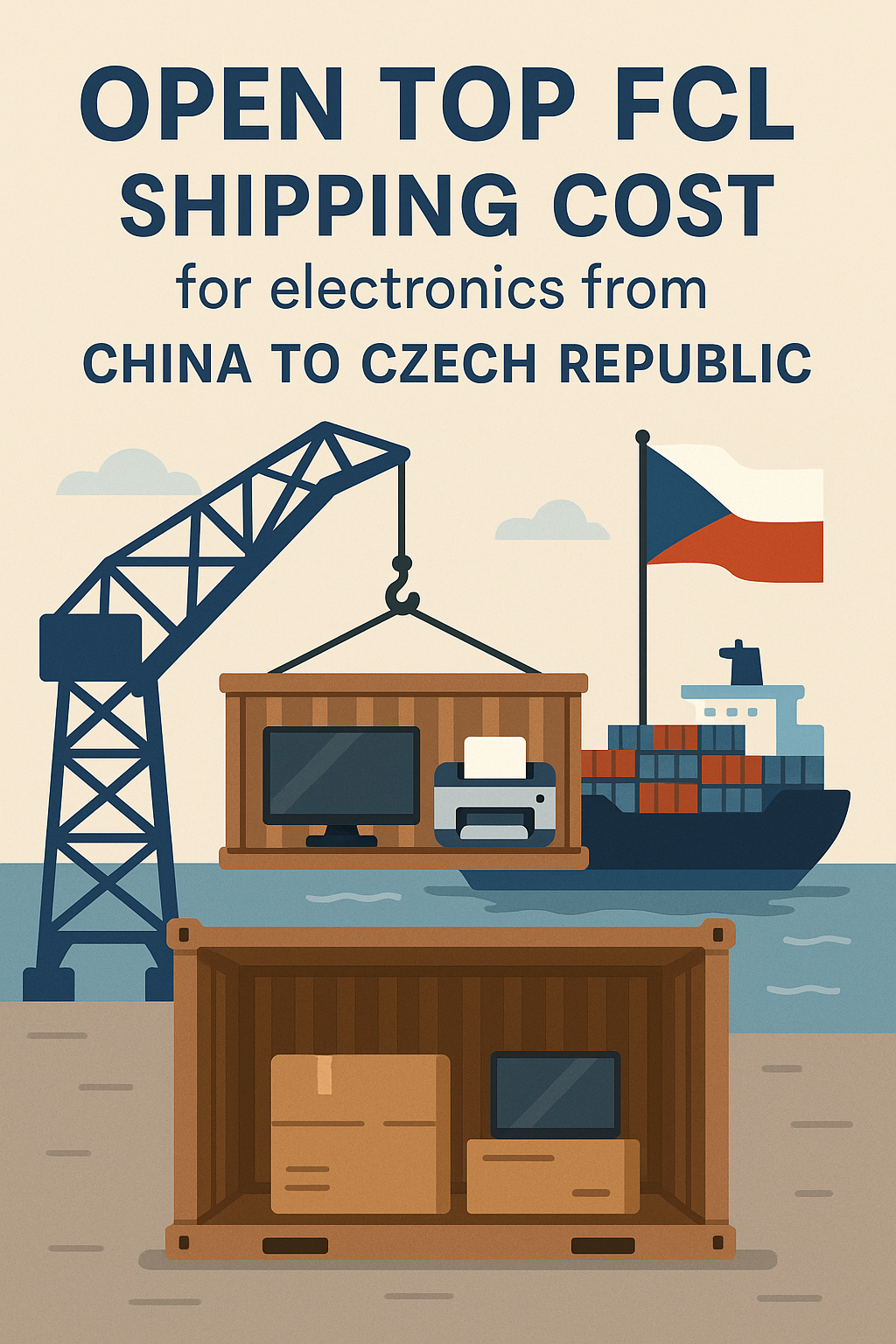 Open Top FCL shipping cost for electronics from China to Czech Republic
