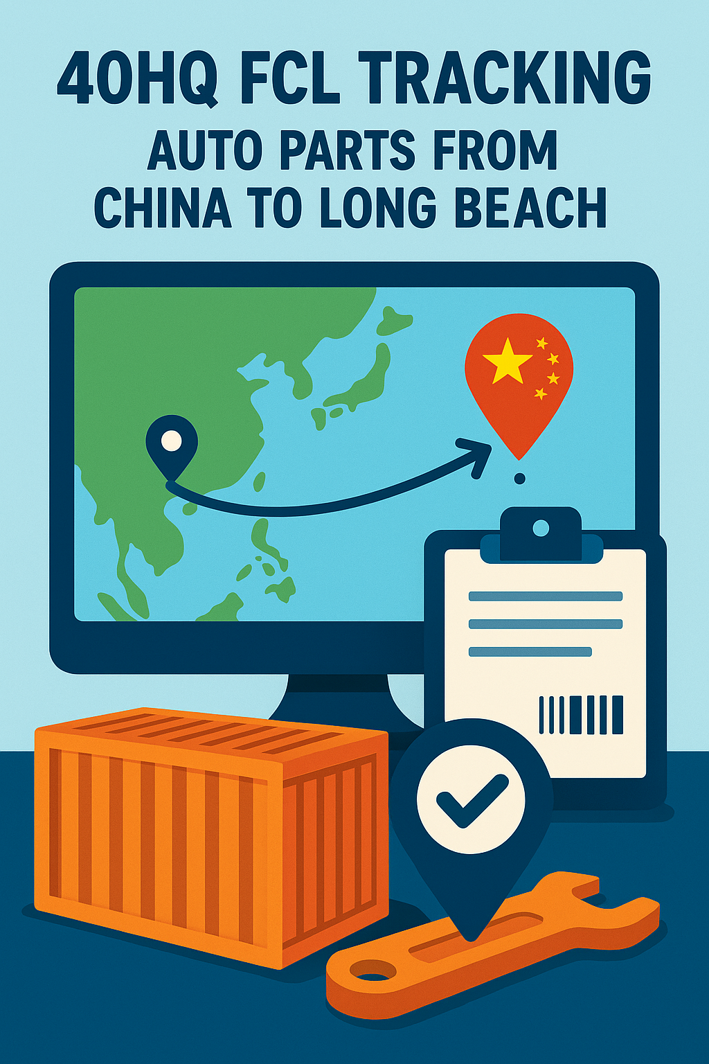 40HQ FCL tracking for auto parts from China to Long Beach