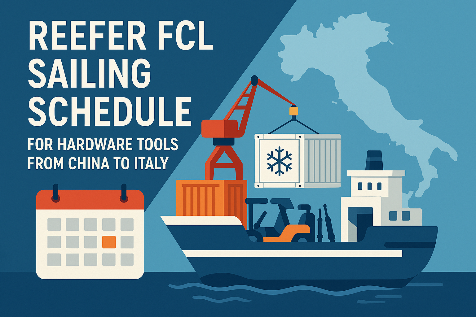 Reefer FCL sailing schedule for hardware tools from China to Italy