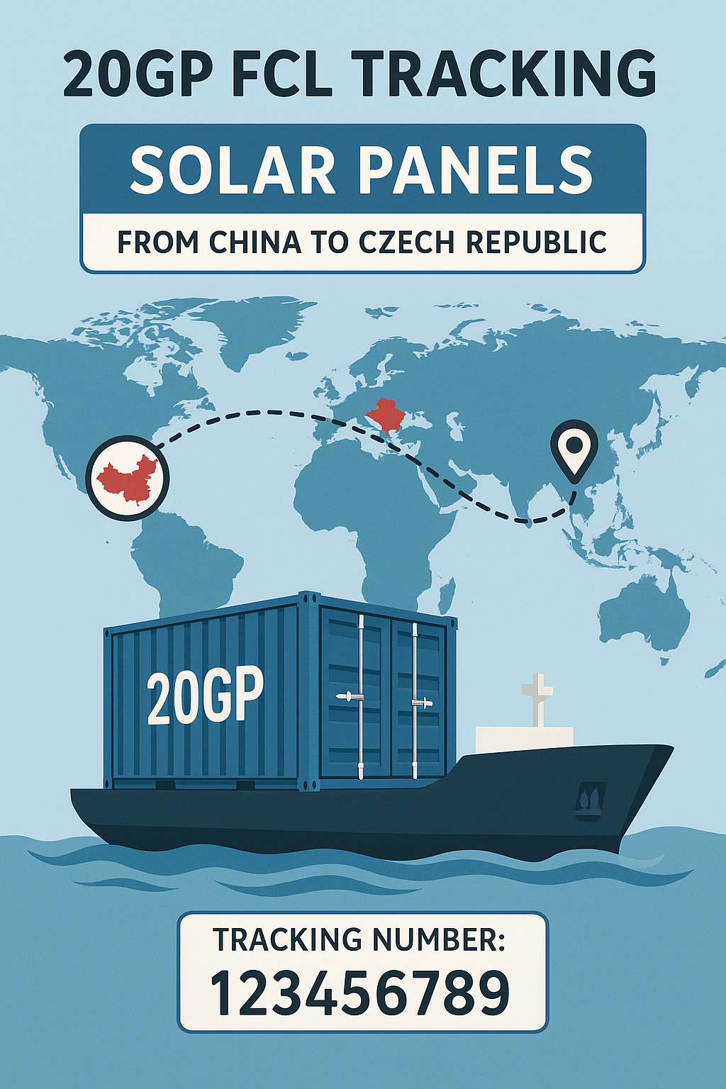 20GP FCL tracking for solar panels from China to Czech Republic