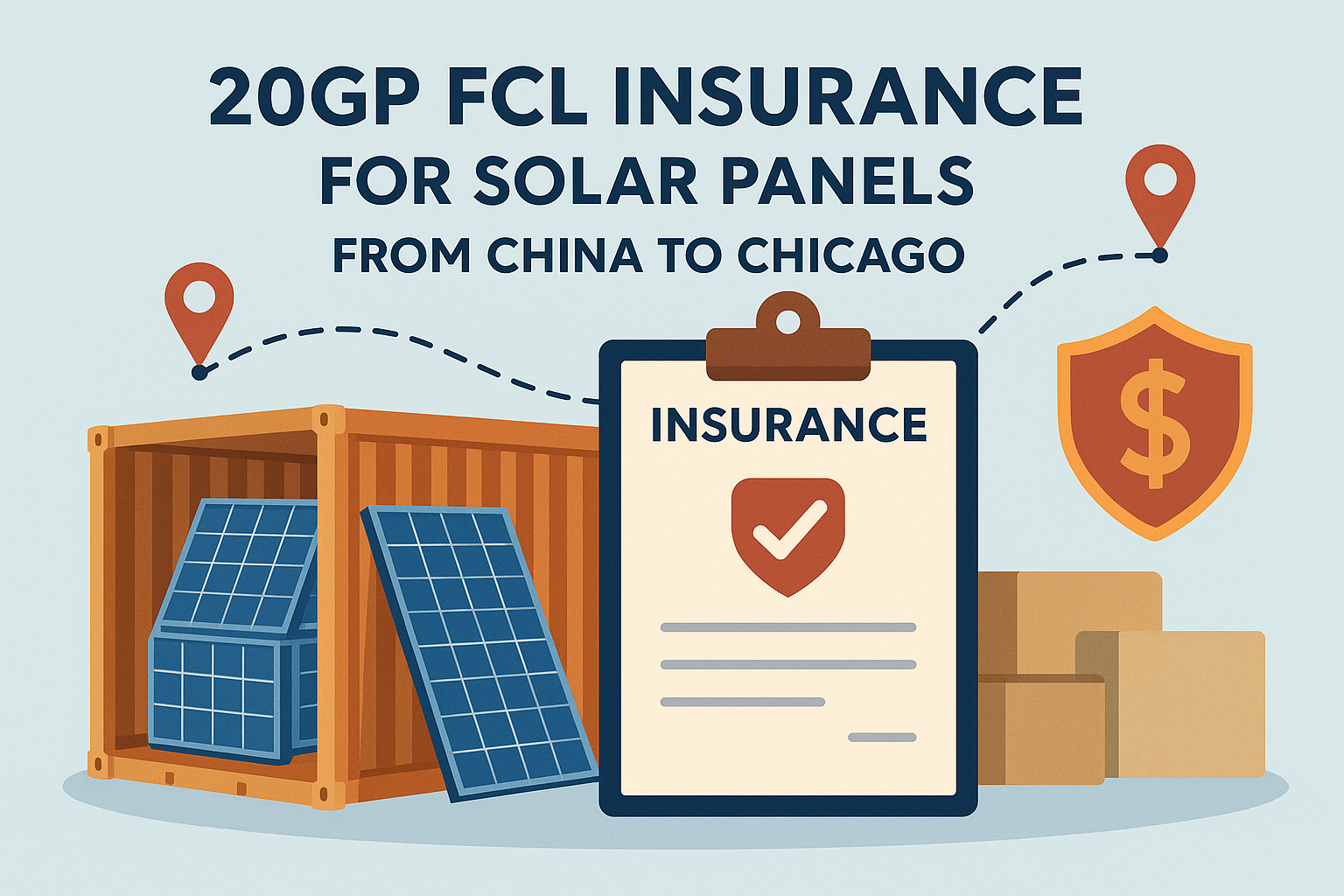 20GP FCL insurance for solar panels from China to Chicago