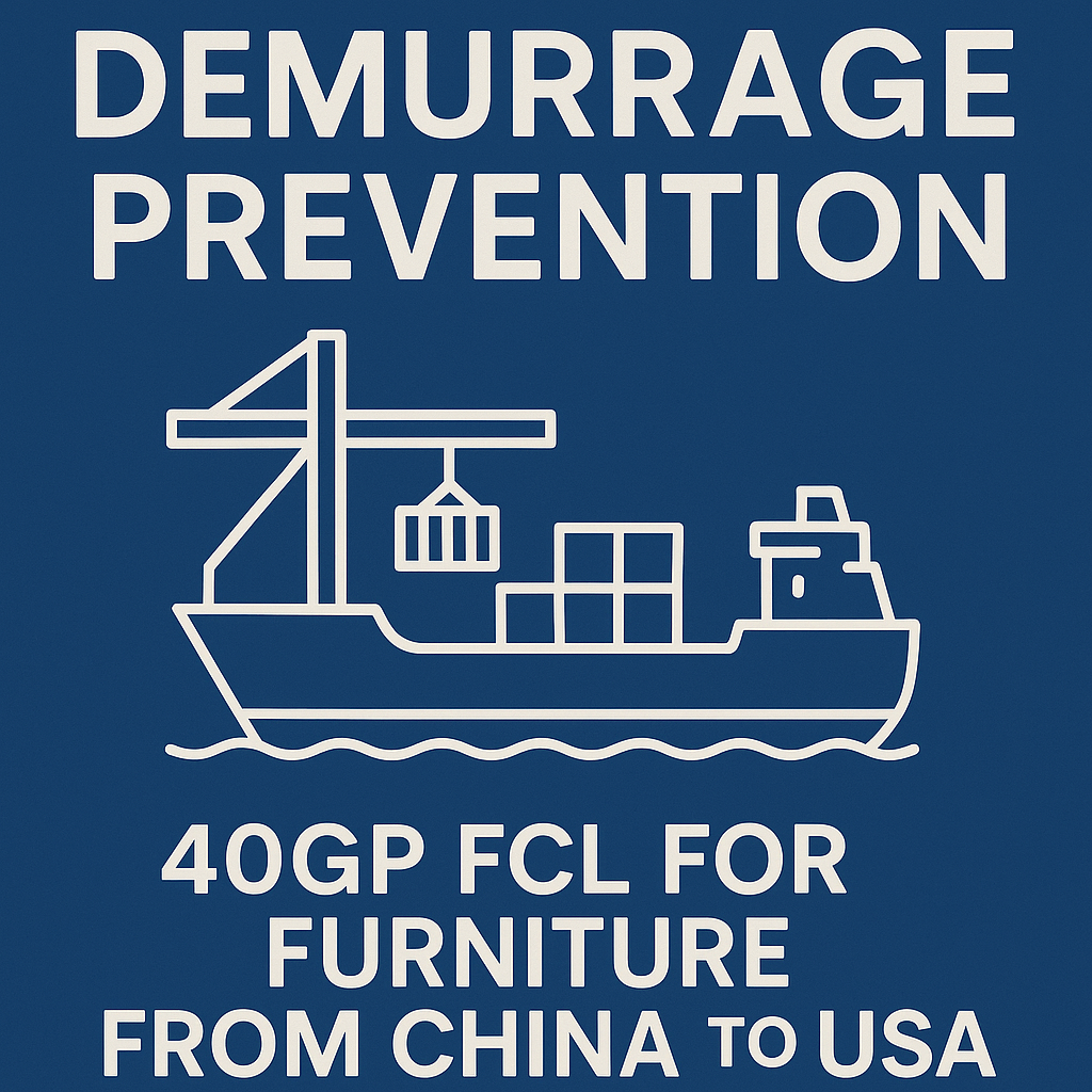 40GP FCL demurrage prevention for furniture from China to USA