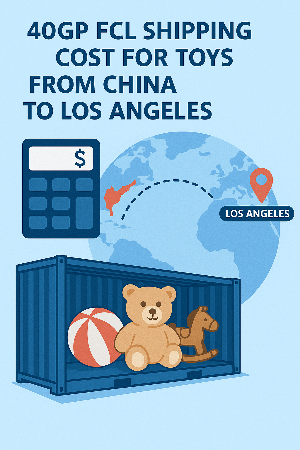 40GP FCL shipping cost for toys from China to Los Angeles