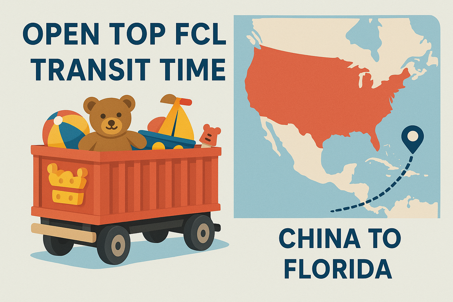Open Top FCL transit time for toys from China to Florida