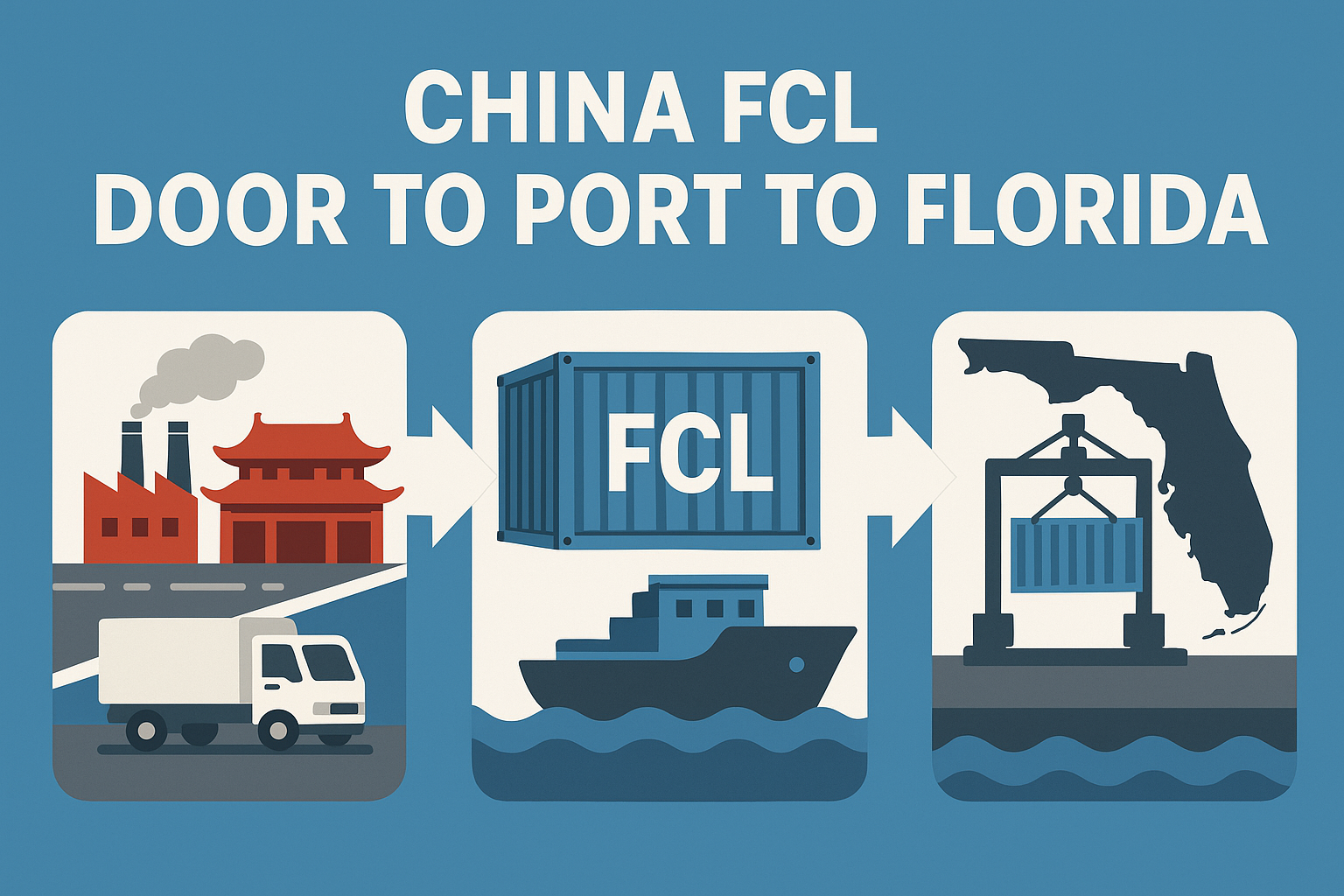 China FCL door to port to Florida