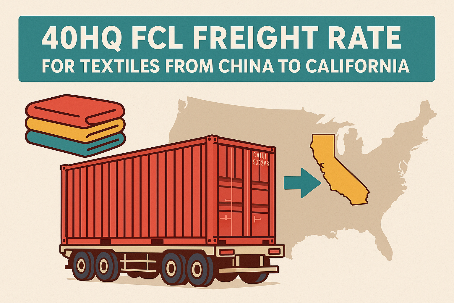 40HQ FCL freight rate for textiles from China to California
