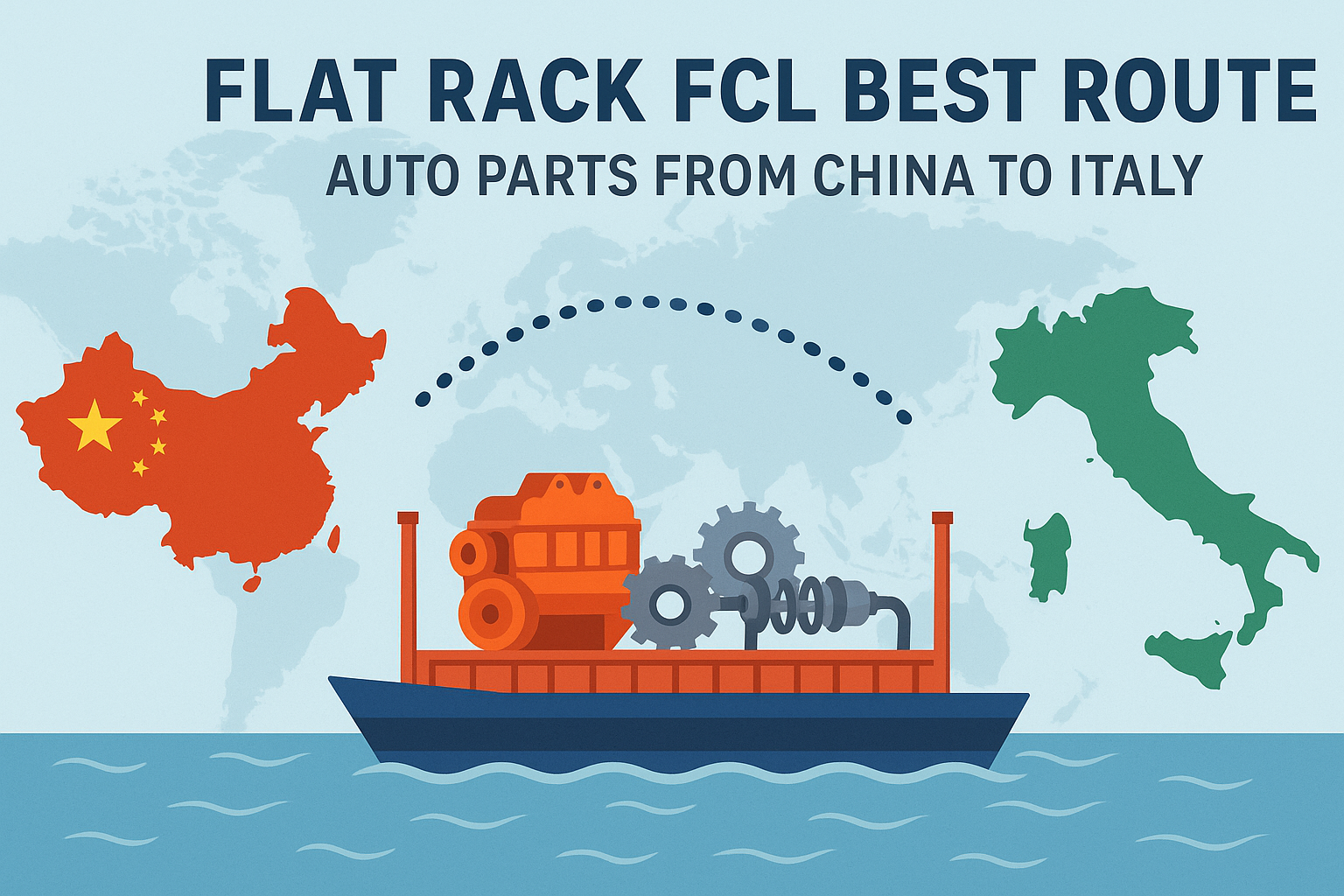 Flat Rack FCL best route for auto parts from China to Italy