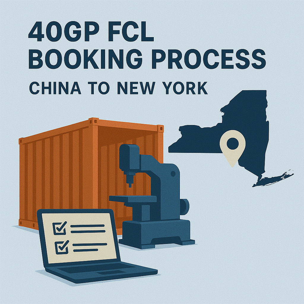 40GP FCL booking process for machinery from China to New York