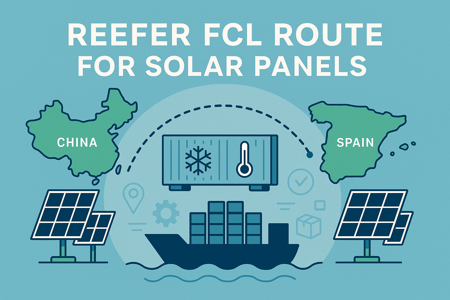 Reefer FCL best route for solar panels from China to Spain