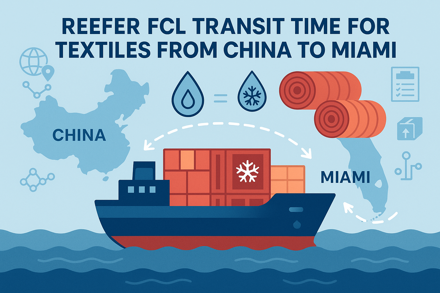 Reefer FCL transit time for textiles from China to Miami