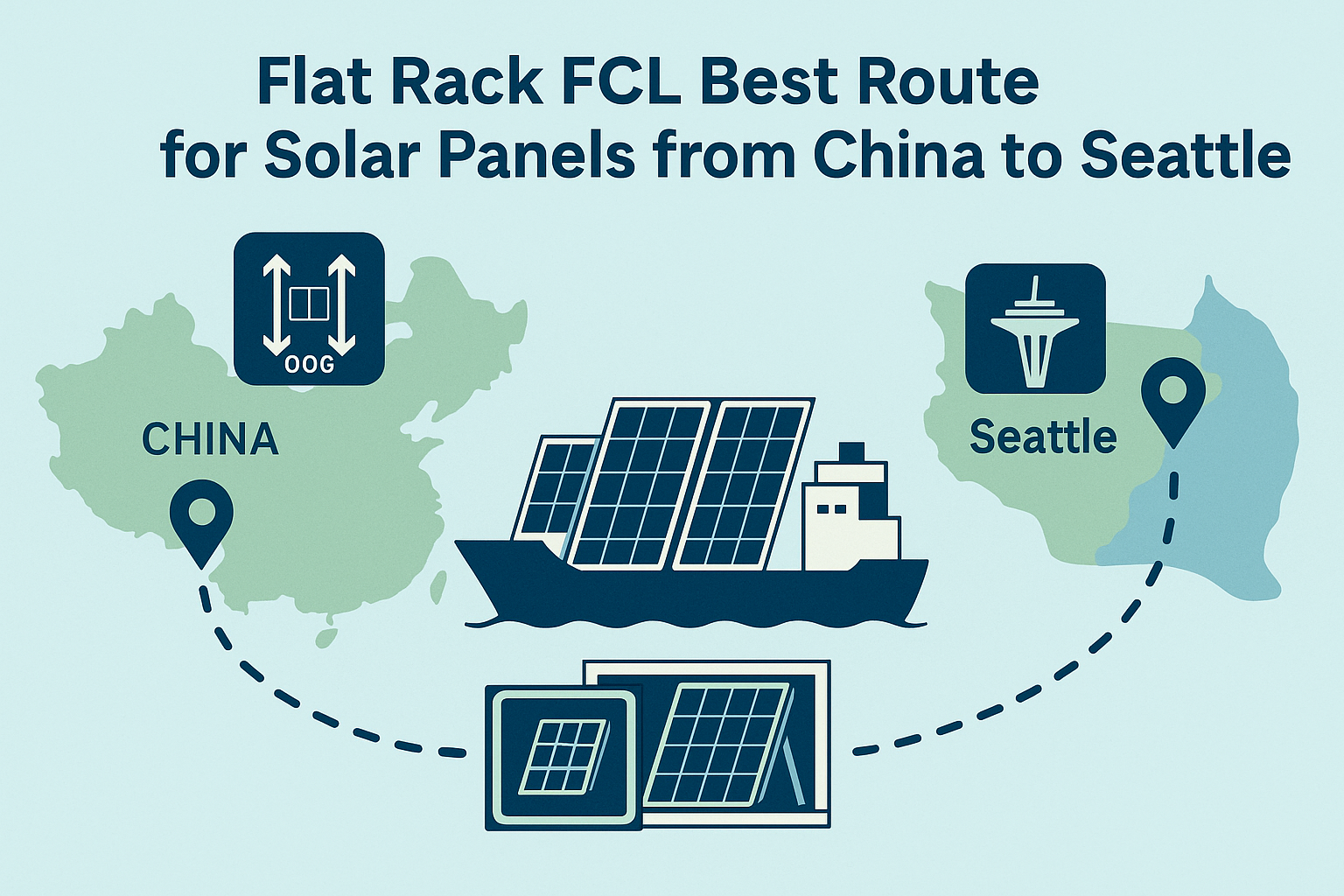 Flat Rack FCL best route for solar panels from China to Seattle