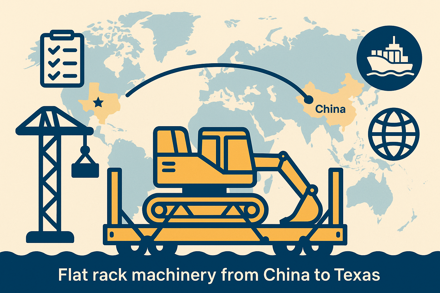 Flat Rack FCL detention prevention for machinery from China to Texas