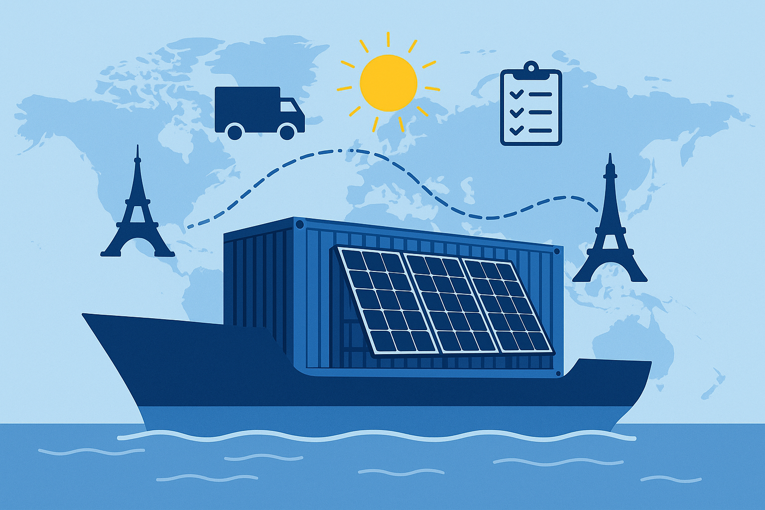 40HQ FCL sailing schedule for solar panels from China to Europe