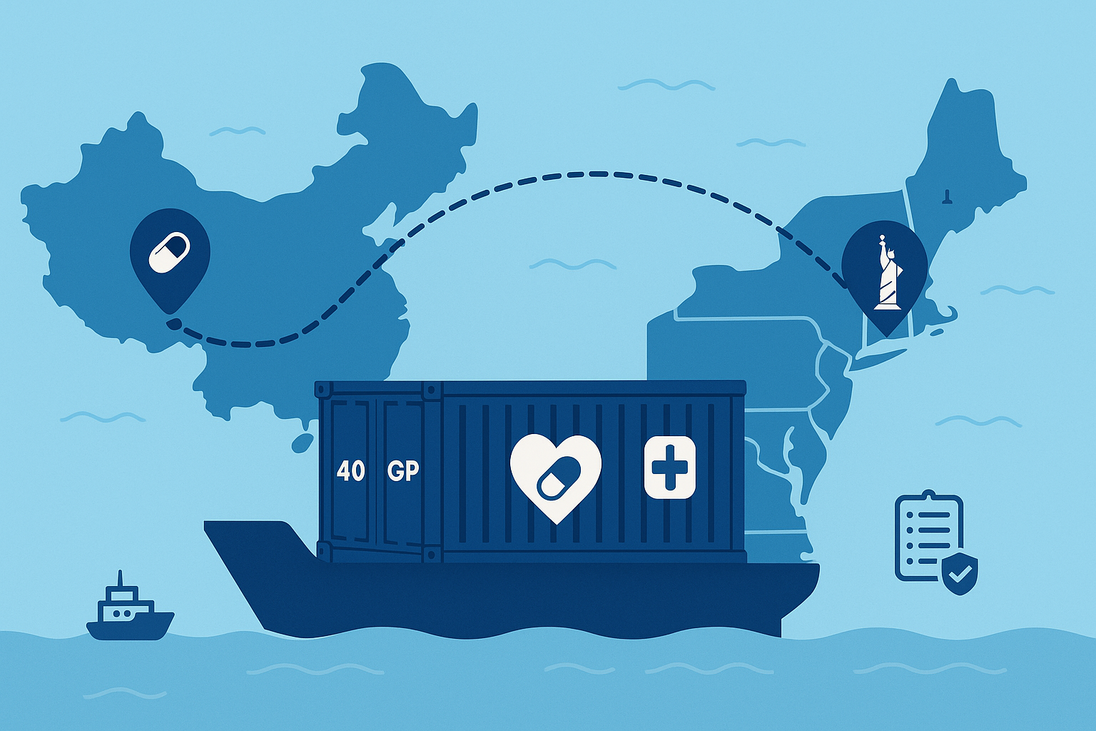 40GP FCL transit time for medical equipment from China to New Jersey