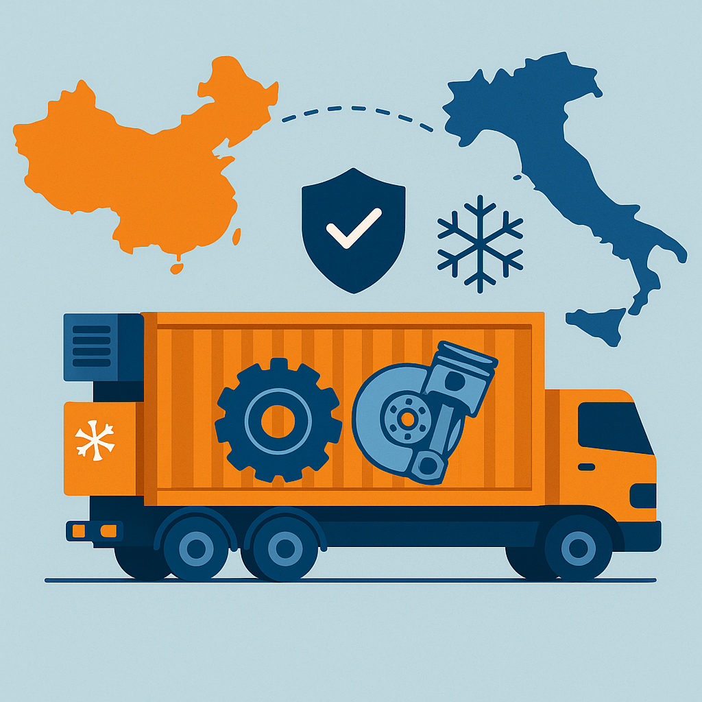 Reefer FCL insurance for auto parts from China to Italy