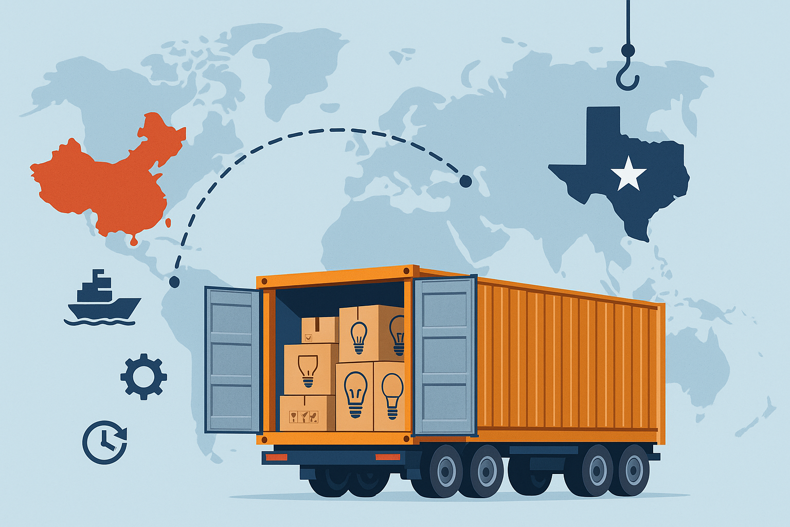 40GP FCL transit time for lighting from China to Texas