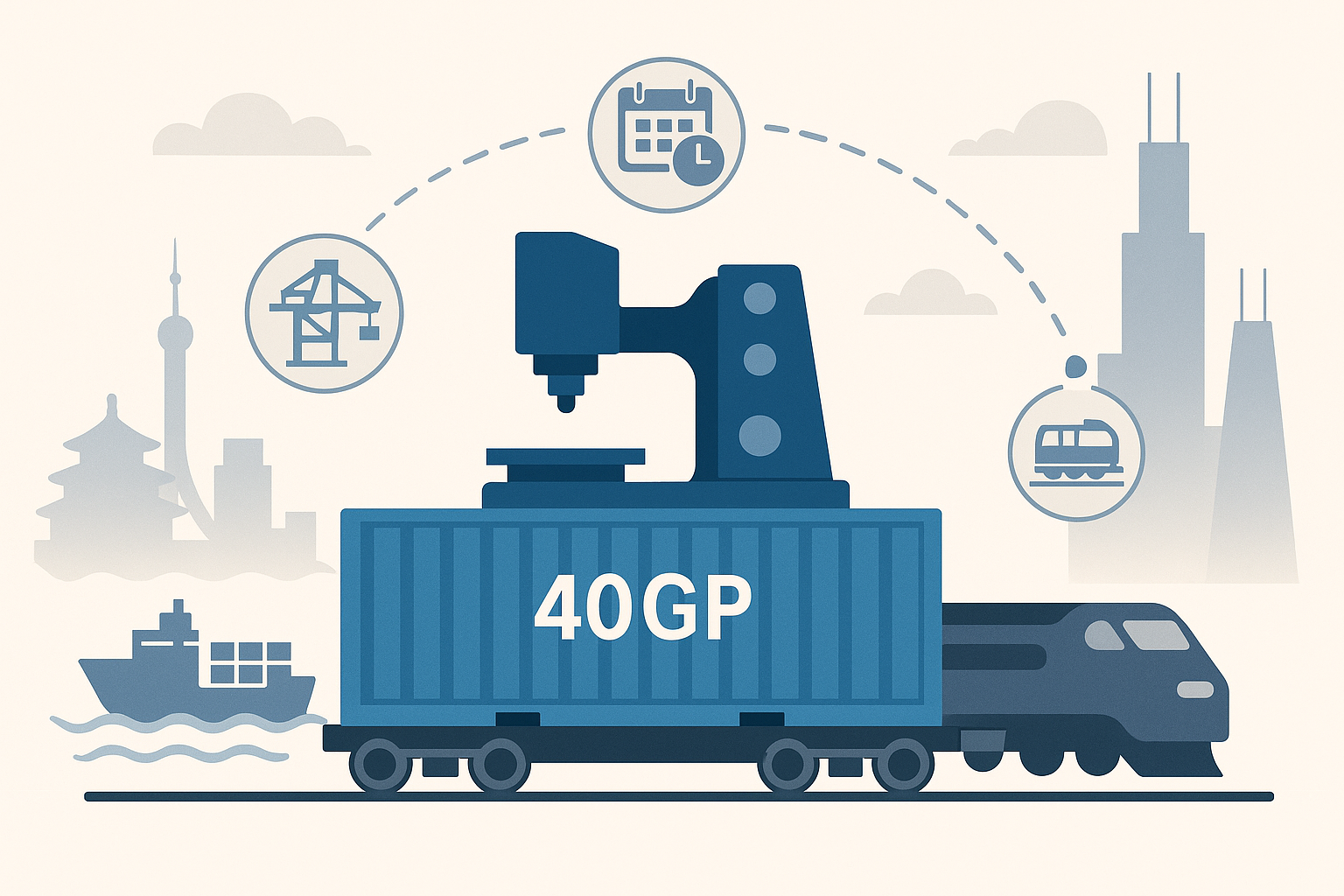 40GP FCL detention prevention for machinery from China to Chicago